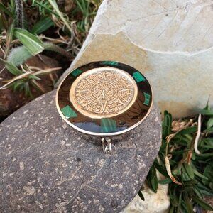Handmade Aztec Calendar Design Pillbox